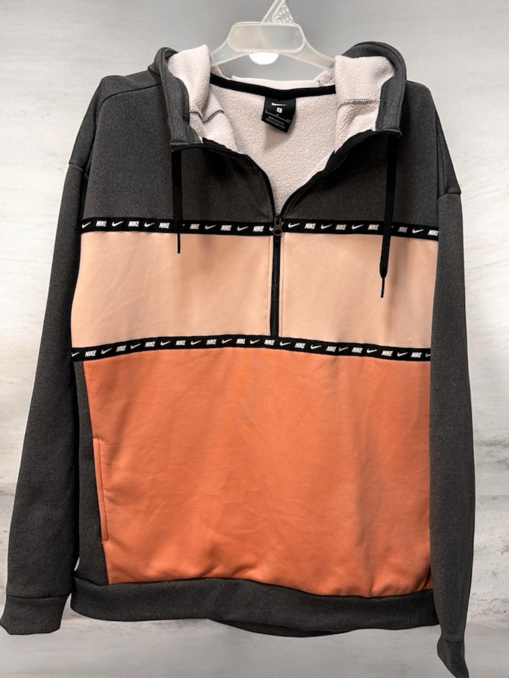 Nike Women’s Half-Zip Colorblock Hoodie - Gray/Peach/Orange